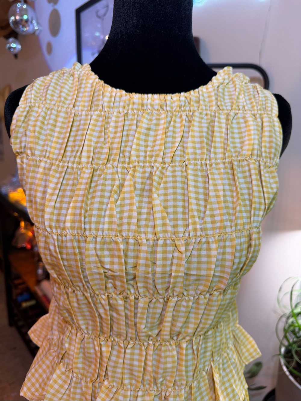 Smocked Yellow Gingham Ruffle Mini 2Piece Set - Picture 10 of 11